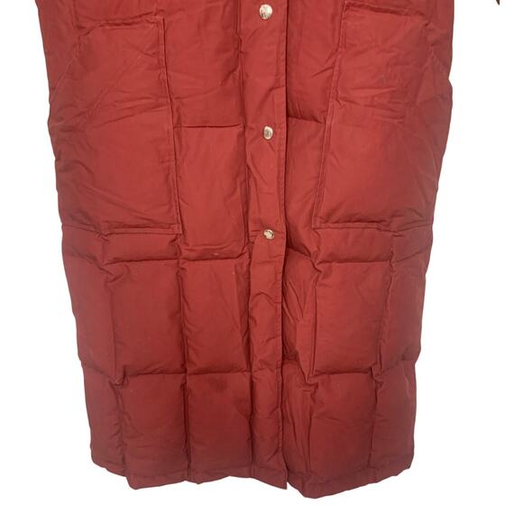 Vintage CYCLONE Down Puffer Coat 10 Long Burgundy Detachable Hood Snaps - Picture 7 of 10